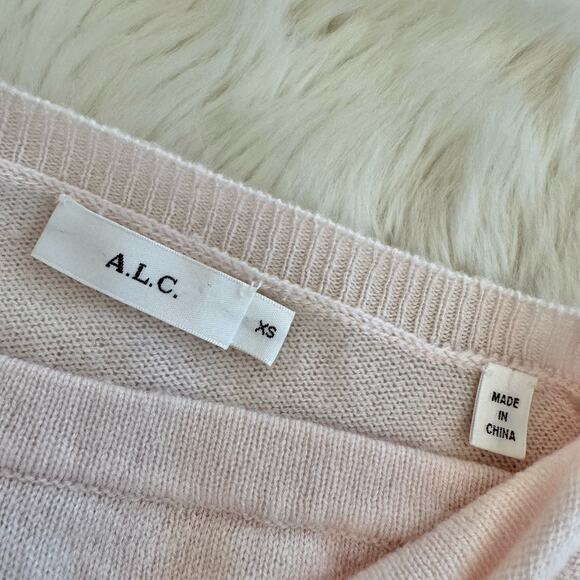 A.L.C. Pink Twist Cut Out Wool Cashmere Sweater XS - Picture 4 of 9